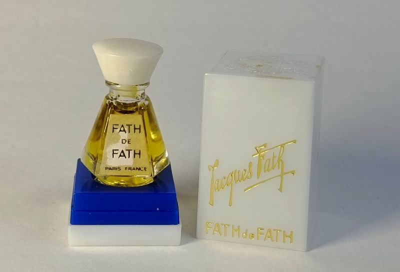 Fath, Jacques Fath : photo 2 : Datant des années 1960. Miniature du parfum environ 2 ml. Étiquette taché.